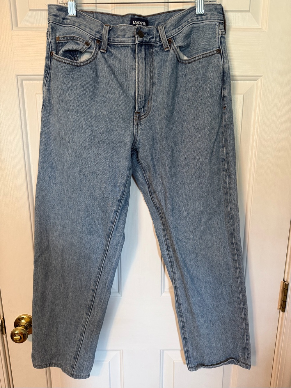 Lands' End Men's Relaxed Straight Jeans in Light Wash Blue